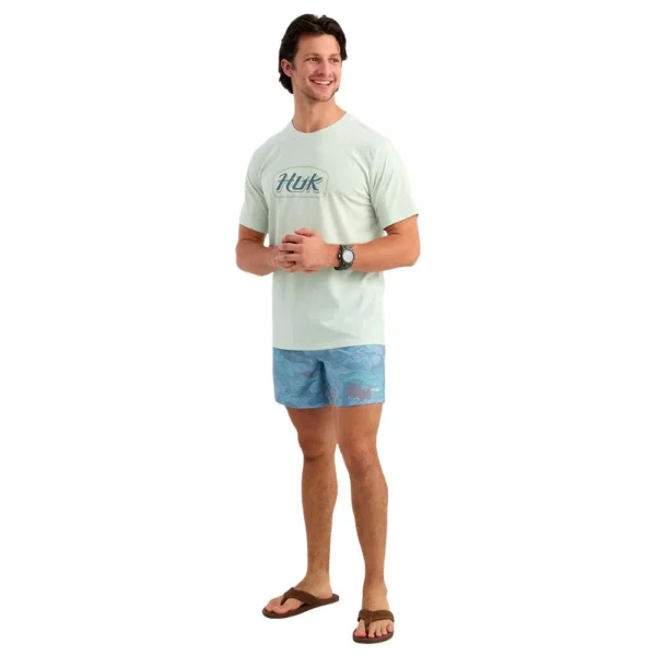 Marolina DBA HUK Huk Script Short Sleeve Tee Pale Algae Heather L