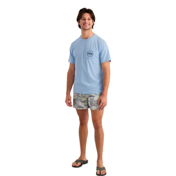 Marolina DBA HUK Huk Marlin Circle Short Sleeve Pocket Shirt Cerulean M