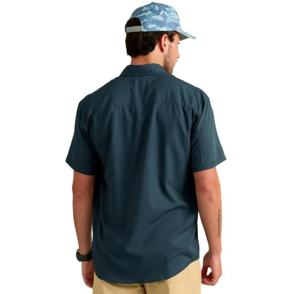 Marolina DBA HUK Huk Tide Point Short Sleeve Button Down Shirt Sea Storm S