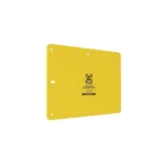 AOB Caldwell AR500 Long Range Plate Target, yellow front view with mounting holes and black logo