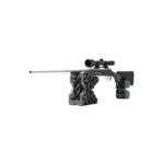 AOB Caldwell Deadshot Air Combo - Ghost Gray, side view with gray front and rear rests supporting rifle
