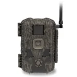 Gsm Stealth Cam Fusion Max 2.0, front view of camouflage trail camera with lens and antenna