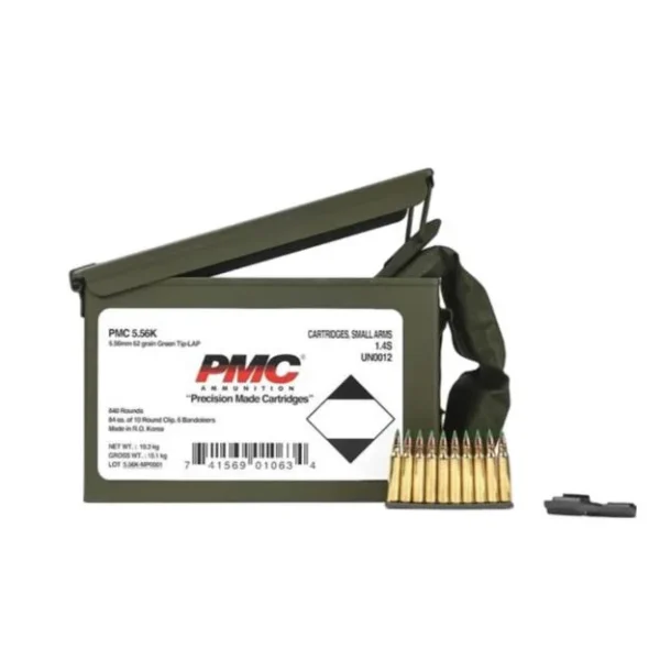 PMC AMMUNITION PMC Rifle Ammunition 5.56X45 NATO 62 gr Green Tip 2920 fps 1680/ct (2-840/ct)