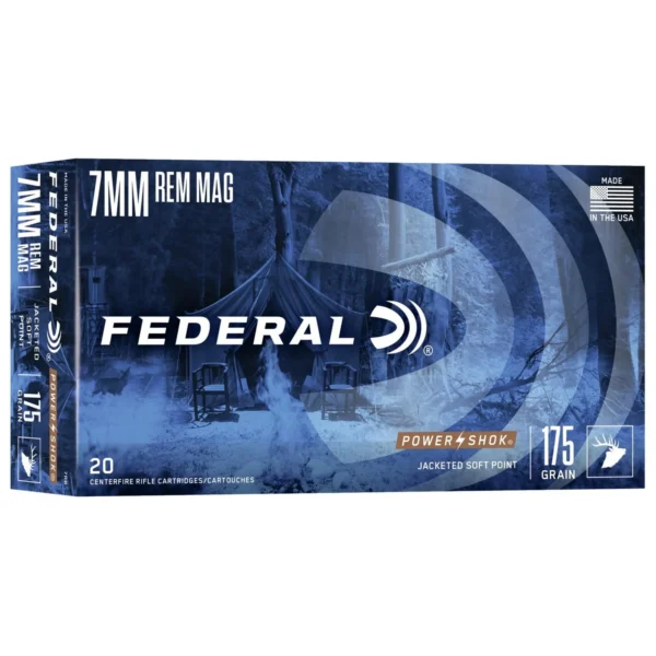 Federal Cartridge Co. Federal Power-Shok Rifle Ammunition 7mm Rem Mag 175 gr SP 2860 fps - 20/ct
