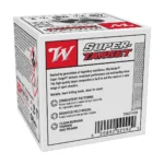 Winchester Super-Target Shotshells, angled view of white, red and gray ammunition box