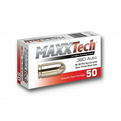 Grasso Holdings Inc. / Tulammo Maxxtech Brass Case Handgun Ammunition .380 ACP 95 gr FMJ 1049 fps 50/ct