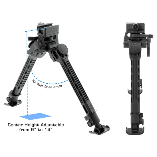 Leapers Inc. Leapers UTG Big Bore Full Stability Bipod 9"-14" Center Height Black