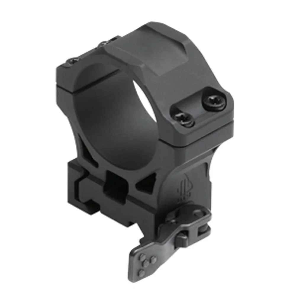 primary-32586 Leapers UTG ACCU-SYNC QR Scope Rings, matte black angled view with quick-release lever