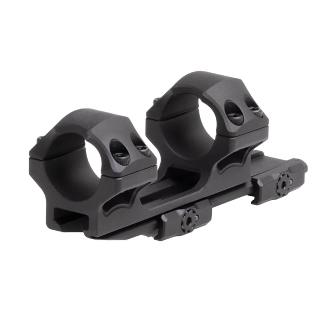 primary-32612 Leapers 1-Piece UTG ACCU-SYNC QR Cantilever Mount, matte black angled view with twin rings