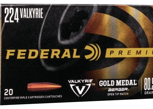 Federal Cartridge Co. Federal Gold Medal Berger Rifle Ammunition .224 Valkyrie 80.5 gr OTM 2925 fps 20/ct