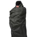 Snugpak Jungle Blanket WGTE, olive blanket wrapped around a standing person