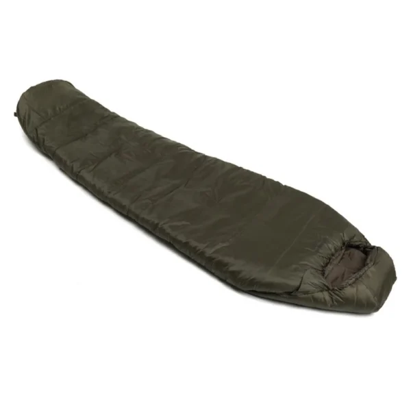 Snugpak Basecamp Ops Sleeper Extreme, olive sleeping bag laid flat in angled top view