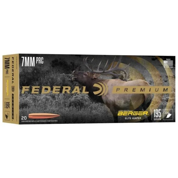 Federal Cartridge Co. Federal Berger Elite Hunter Rifle Ammunition 7mm PRC 195gr HPBT 2760 fps 20/ct