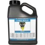 Shooters World Long Rifle Powder - 8lb in black handled bottle with blue and white label