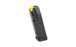 Sig Sauer P320-XFive Legion Handgun Magazine, angled black magazine with yellow follower