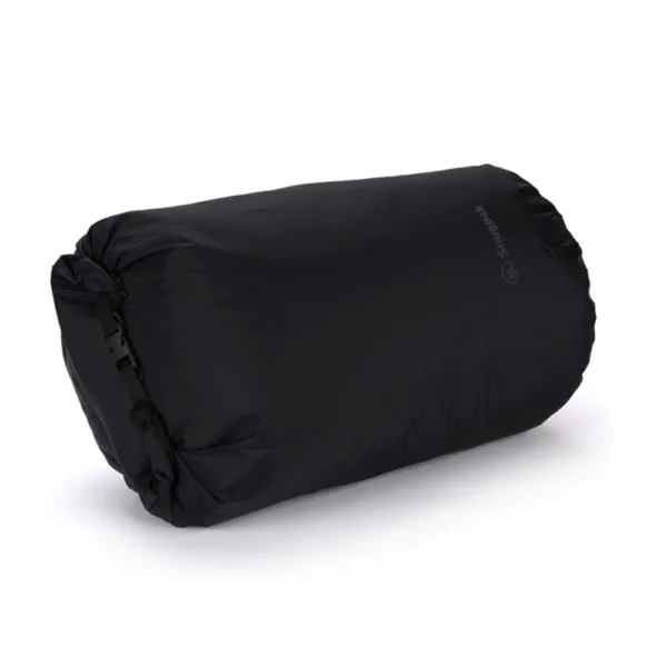 Snugpak Dri-Sak WGTE 20L Dry Bag, black side view, rolled and secured with buckle