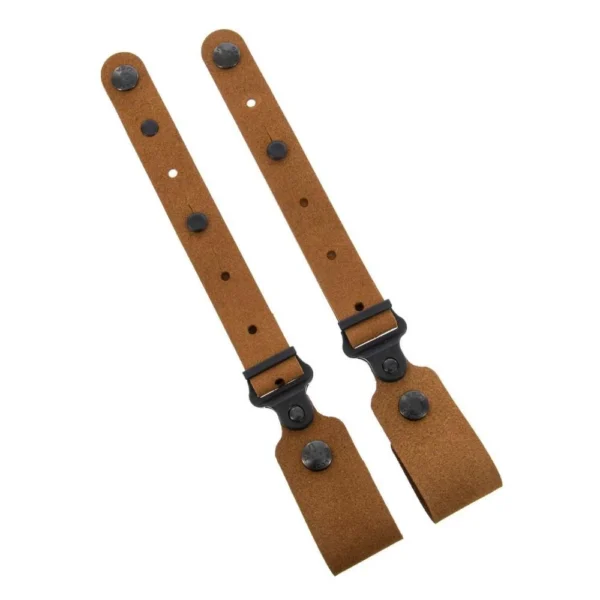 Galco Classic Lite Holster Tie-Down Set natural brown leather straps with black snaps, top view