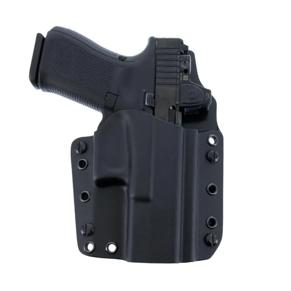 Galco Corvus Belt IWB Holster, black right-hand holster with pistol, front view