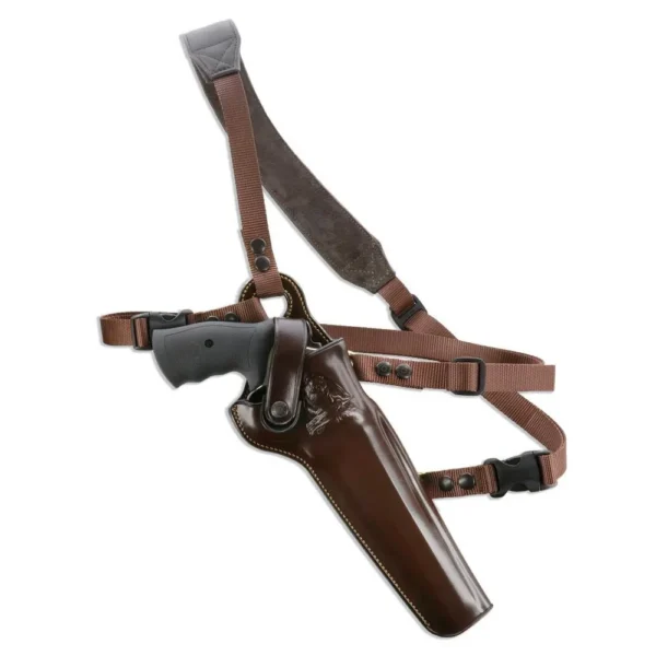 Galco Kodiak Chest Holster, Havana brown leather holster with shoulder and torso straps