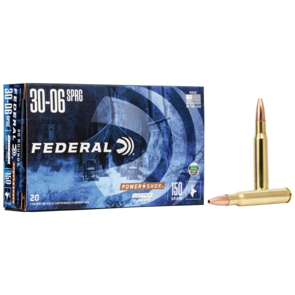 Federal Cartridge Co. Federal Copper Power-Shok Rifle Ammunition .30-06 Sprg150 gr CHP 2910 fps 20/ct