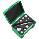 RCBS Reloading Scale Deluxe Check Weights Set in open green foam-lined case with tweezers