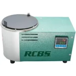 RCBS Easy-Melt Lead Ladle Pot, green and silver front view with round lid and digital display