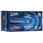 Federal American Eagle Varmint & Predator Rifle Ammunition, blue and black box, front view
