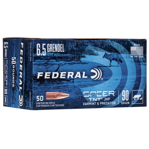 Federal Cartridge Co. Federal American Eagle Varmint & Predator Rifle Ammunition 6.5 Grendel 90 gr JHP 50/ct