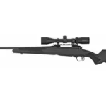 Savage 110 Trail Blazer XP Rifle, side view with flat dark gray stock, scope and fluted barrel