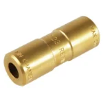 RCBS Chamber / Cartridge Length Gauge .223 REM/5.56X45, angled view of gold cylindrical gauge