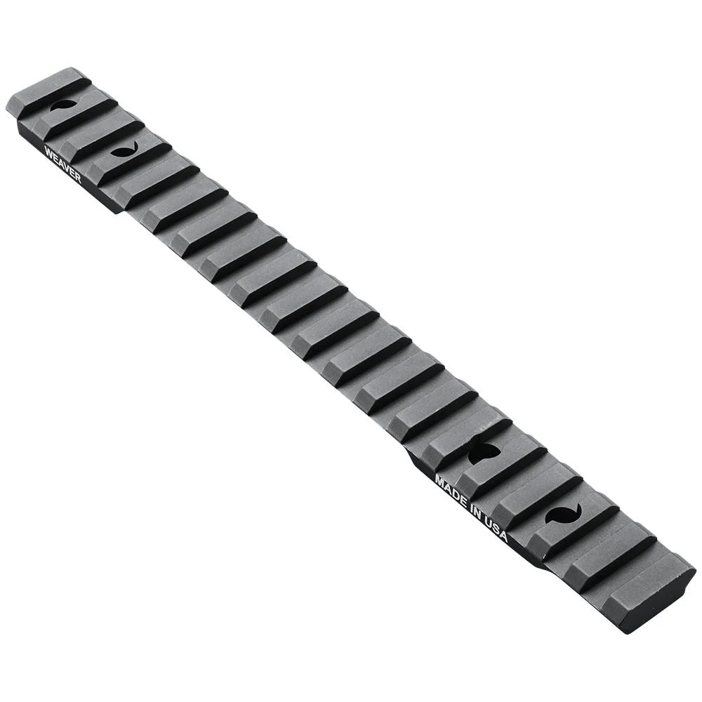 primary-32981 Weaver 1-Piece Extended Multi-Slot Picatinny Scope Base, black angled top view