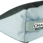 Champion Wedge Rear Bag, angled side view in gray and black with logo patch