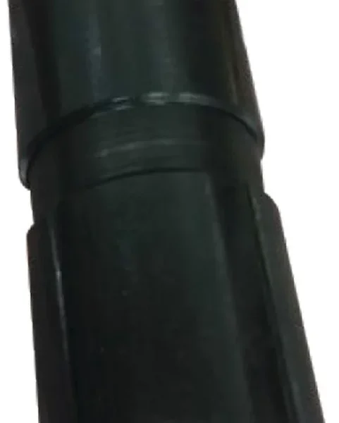 RCBS Funnel Adapter, angled view of black cylindrical adapter with threaded opening