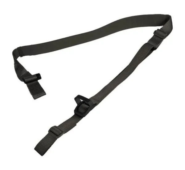 Blackhawk! Multi Point Sling Cushion Stretch, black sling laid out with buckles and clips