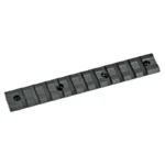 Weaver 1-Piece Multi Slot Base, angled top view in matte black with rail slots and mounting holes