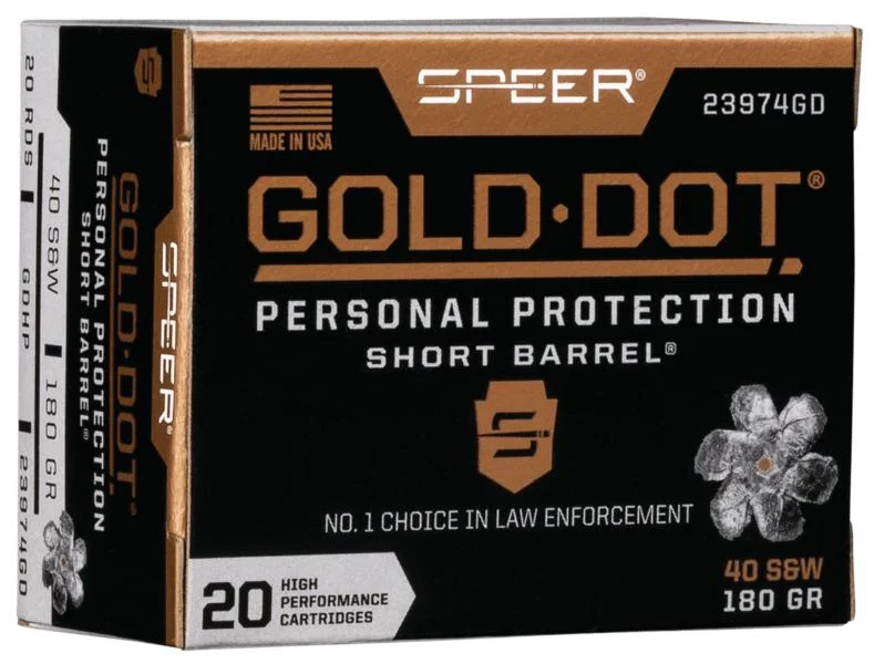 primary-33046 Speer Gold Dot Short Barrel Handgun Ammunition .40 S&W 180 gr HP 950 fps 20/ct