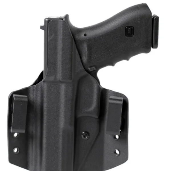 Michaels Of Oregon CCW Holster black right-side holster with handgun and belt clips
