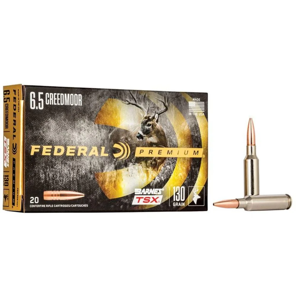 primary-33060 Federal Classic Hunter Barnes TSX Rifle Ammunition box front with two cartridges beside it