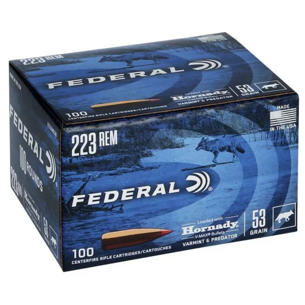 Federal Cartridge Co. Federal Varmint & Predator Rifle Ammunition .223 Rem 53 gr FMJ 3400 fps 100/ct