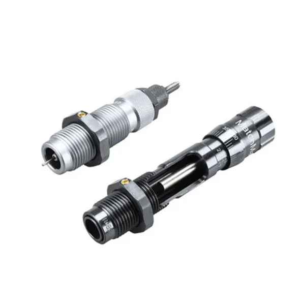 RCBS Matchmaster Competition Neck Bushing Die Set, two silver and black threaded dies