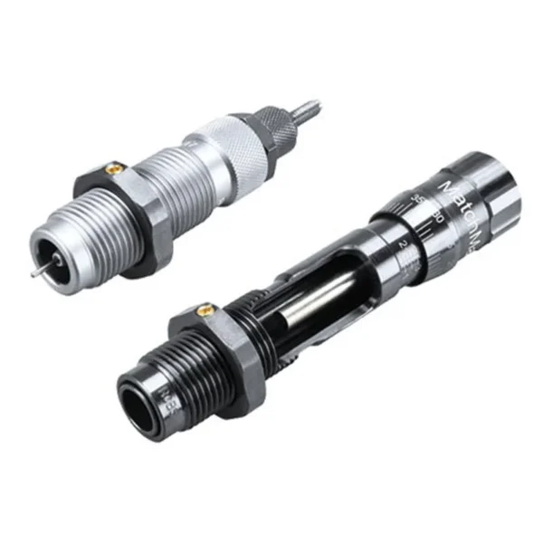 RCBS Matchmaster Competition Neck Size Bushing Set, two silver and black threaded dies