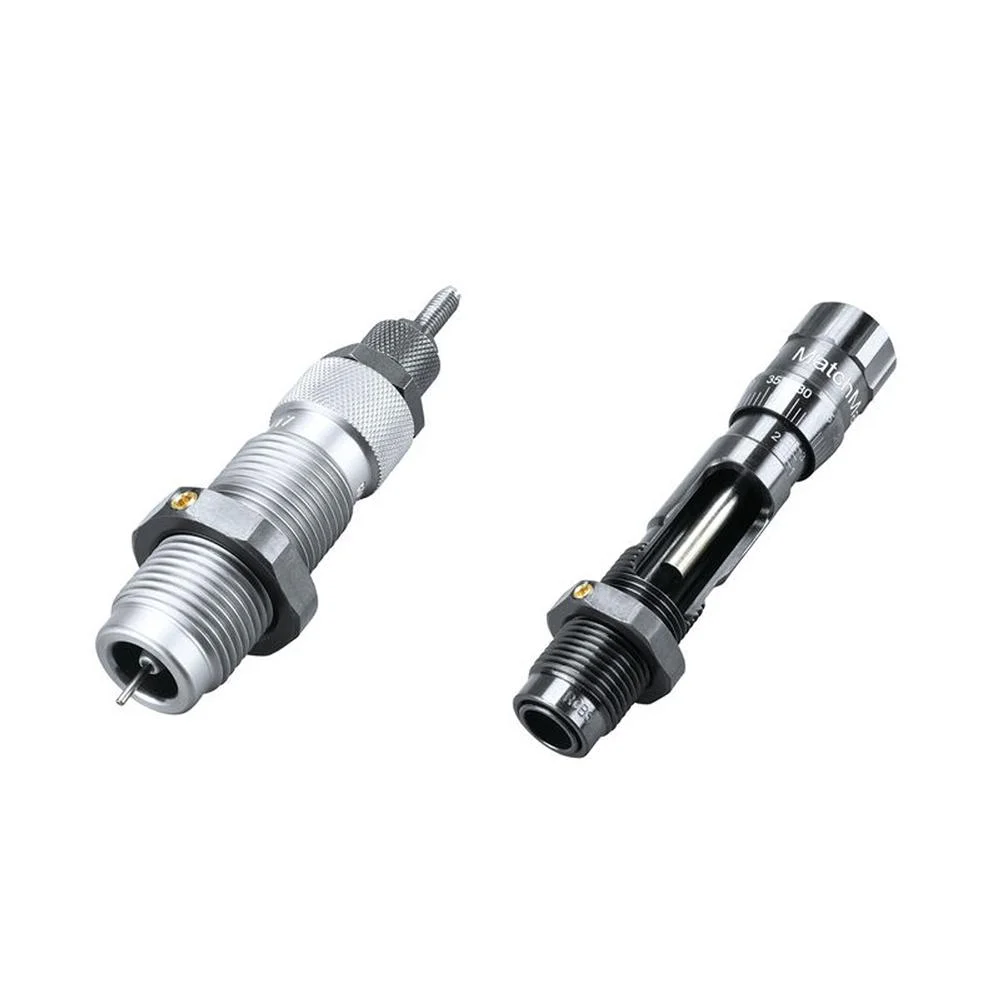 primary-33174 RCBS MatchMaster Neck Size Bushing Die Set .223 Rem, two silver and black dies