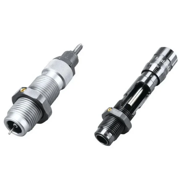 RCBS Matchmaster Competition die set with two silver and black threaded dies