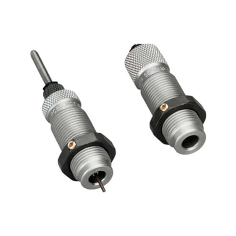 primary-33315 RCBS 2-Die Full-Length Die Set silver dies with black locking rings, angled view