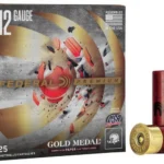 Federal Gold Medal Grand Paper Shotshells, front box view with two red shells beside it
