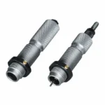 RCBS Full-Length Die Set, two silver threaded dies with knurled upper sections