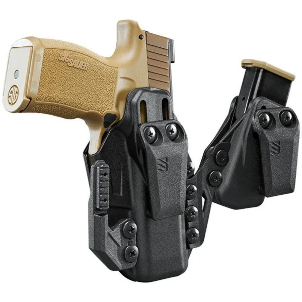 Blackhawk Stache IWB Premium Holster Kit, black holster and carrier with tan pistol