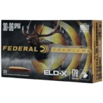 Federal Premium ELD-X ammunition box, front angled view with deer artwork