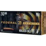 Federal Premium ELD-X Rifle Ammunition, black retail box in front three-quarter view