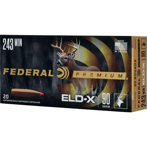 Federal Cartridge Co. Federal Premium ELD-X Rifle Ammunition .243 Win 90gr HP 3100 fps 20/ct